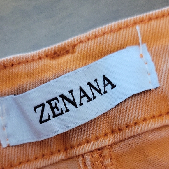 Women's Flare Leg Orange Jeans - Picture 5 of 10